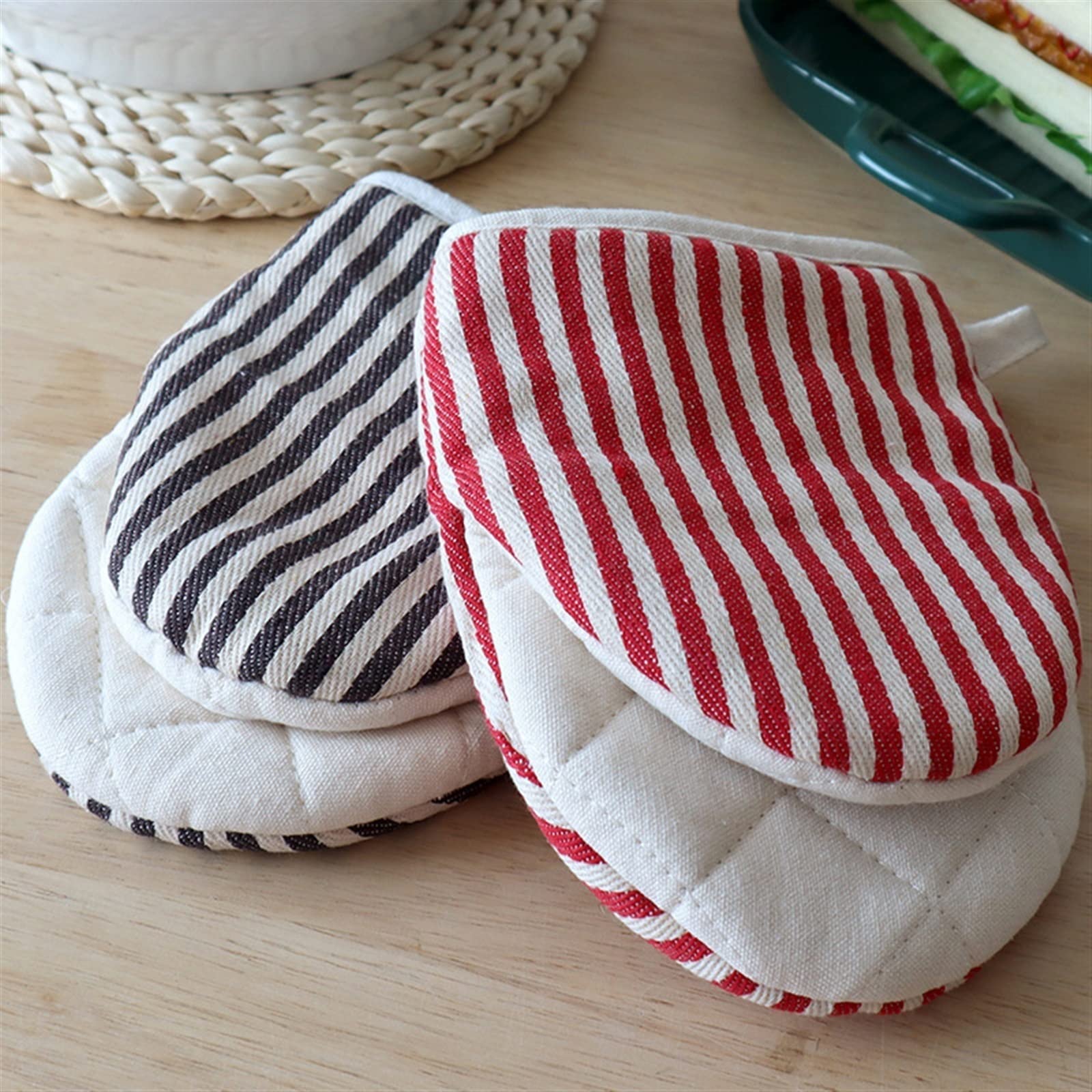 Gants isolants for Four à Micro-Ondes, Mitaines en Coton, maniques, Gants de Cuisine, Gants de Four, Gants à Main, Pince à Main(Blu)