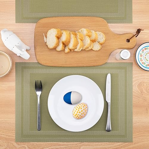 Miniatura 8 de Winknowl Juego de 6 manteles individuales, de vinilo tejido resistente al calor, lavables, PVC, antideslizantes, resistentes a las manchas, para