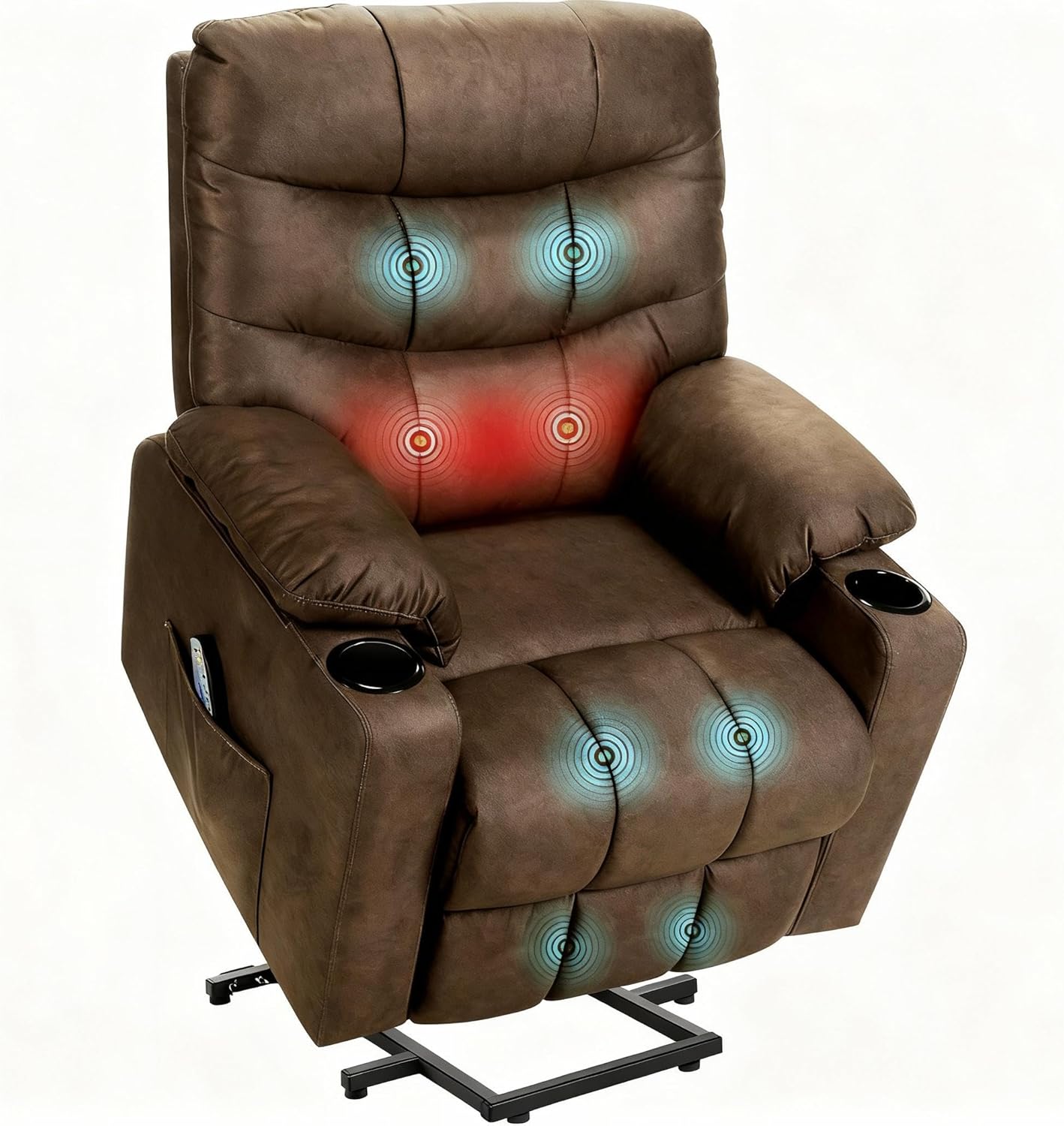 Homdox Power Lift Recliner Chair for Elderly, Heavy Duty Electric Lift Reclining Sofa with Remote Control, Assist Function, Heated Massage and Side Pockets, Ideal for Living Room (Brown)