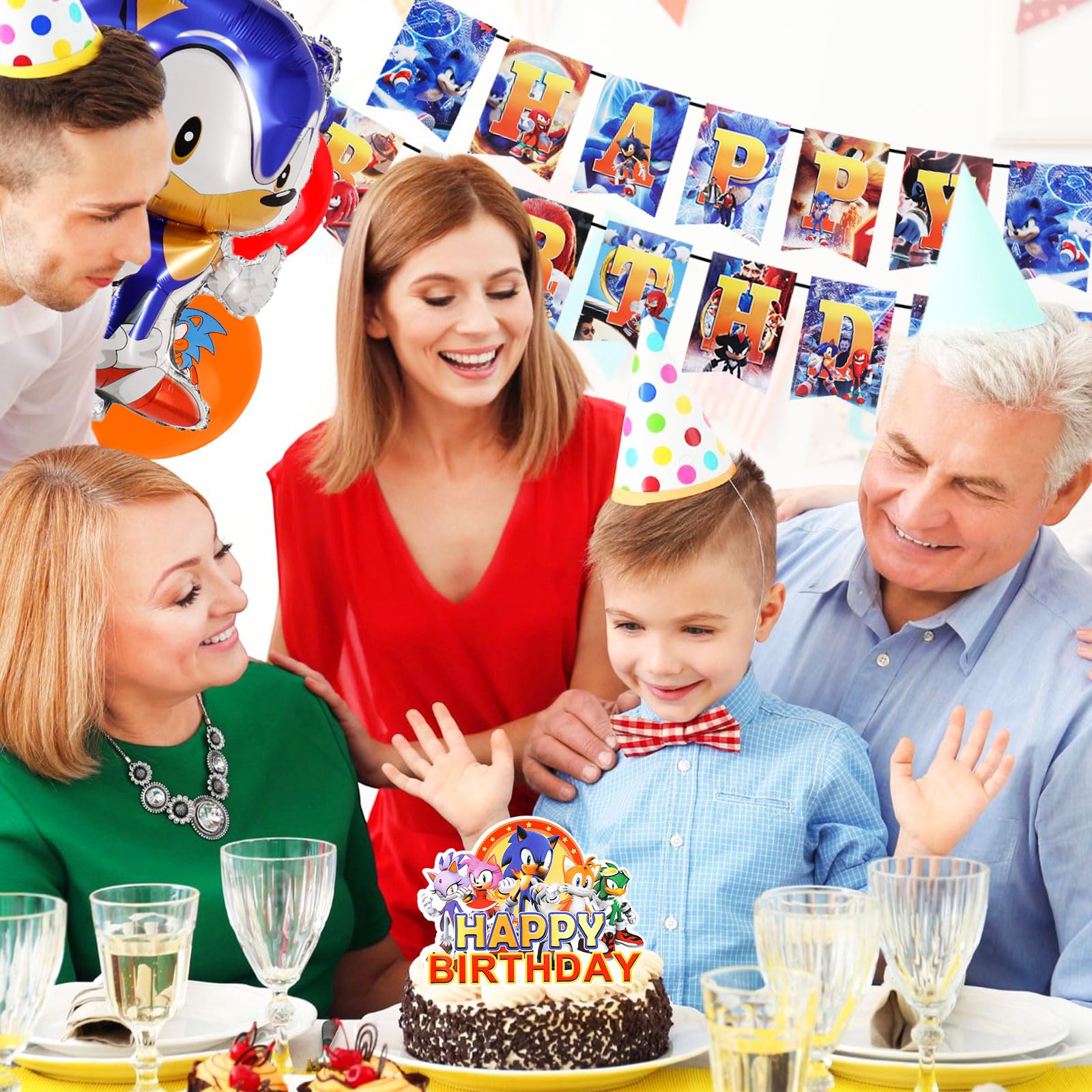 Pappteller Kindergeburtstag, 105 Stück Partygeschirr Geburtstagsdeko Cartoon Birthday Banner Luftballon Party Geschirrset Pappteller Becher Servietten Tischdecke Kuchen Deko Kinder