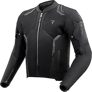 Textil Motorradjacke Herren   Ellbogen, Schulter und Rückenprotektoren, verkürzte Vorderseite und verlängerter Rücken