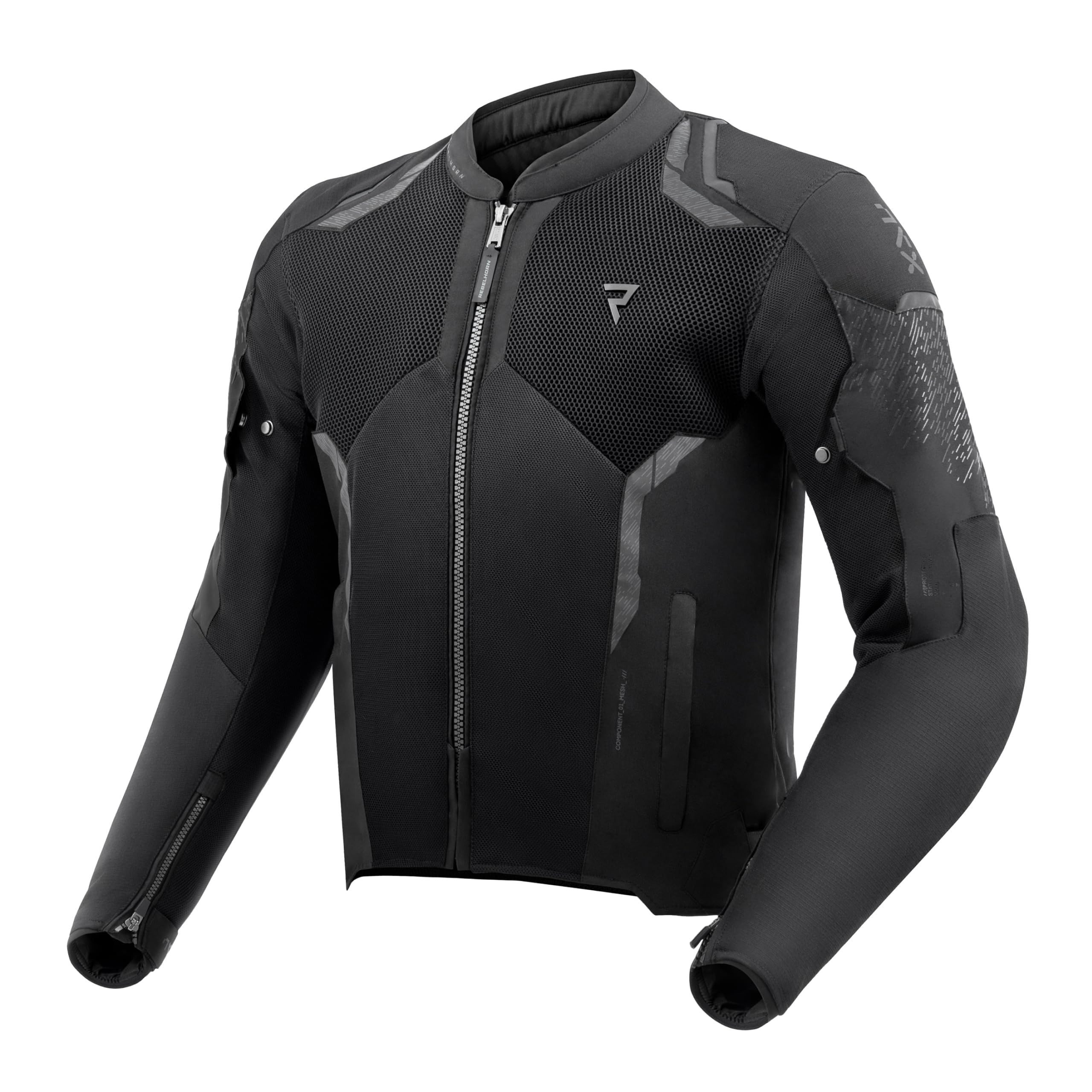 REBELHORN Jax Giacca da Moto Uomo | Tessile | Protezioni per Gomiti, Spalle e Schiena Livello 2 | Membrana Humax Rimovibile | Grandi Pannelli di Ventilazione a Rete | Taglie fino a 10XL