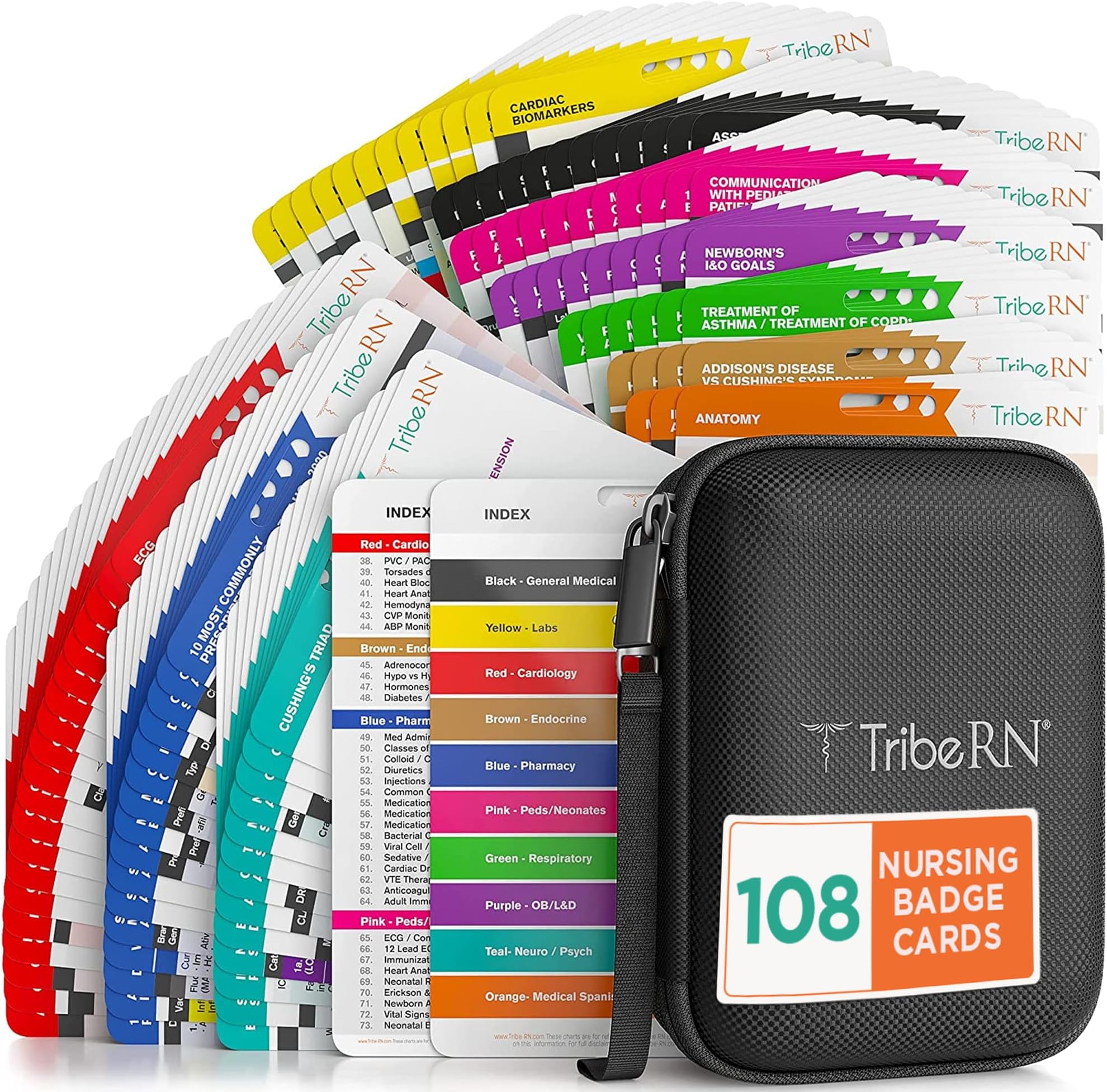 2019 PocketGuru Set by Tribe RN - 85 Scrub Pocket Sized Nurse Reference Cards - (Bonus Nursing Cheat Sheets) Perfect Nurse or Nursing Student Gifts - Studying and Clinical Rounds