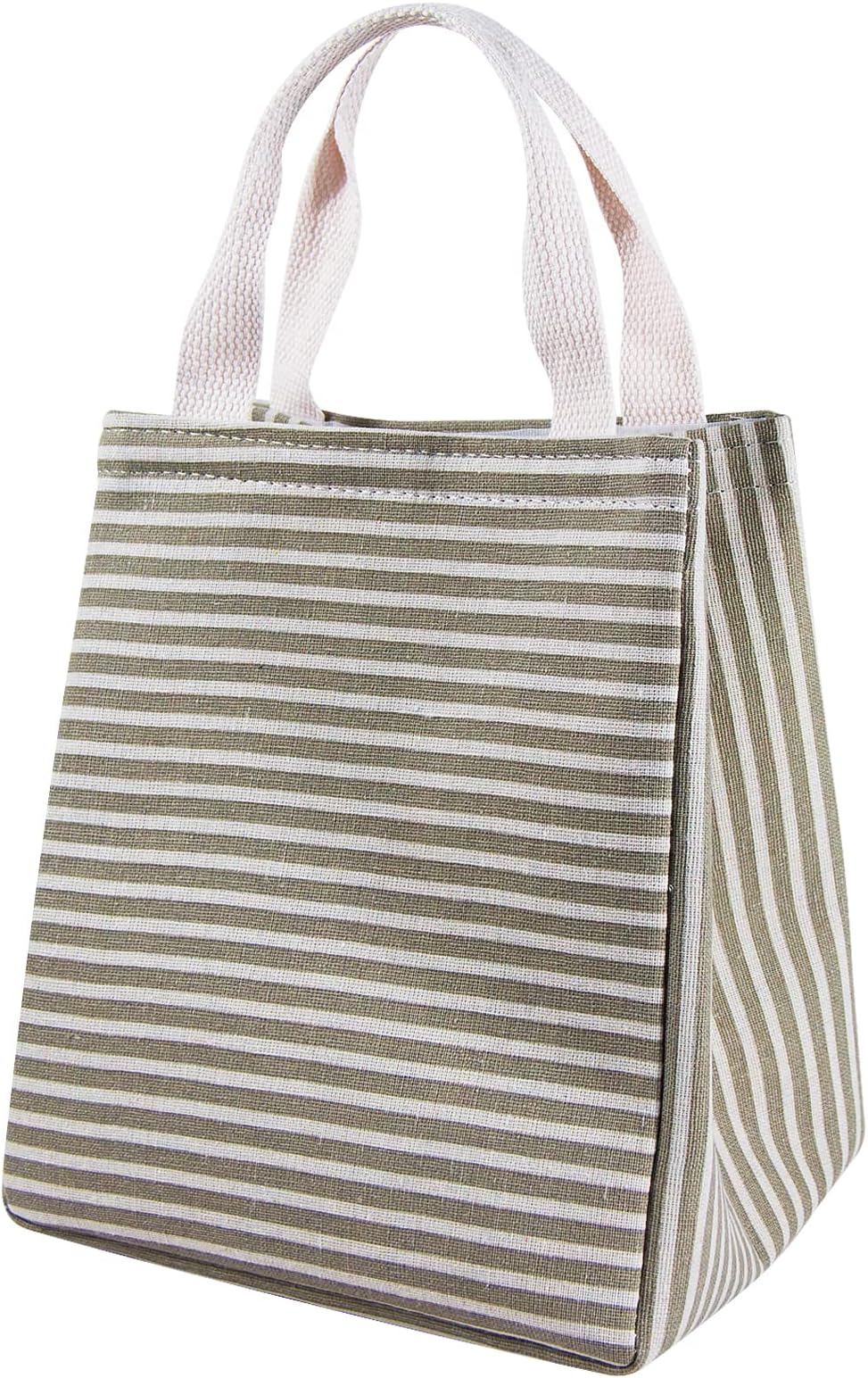 Daixers Lunch Bag Insulated Lunch Box for Women Men Kids,Reusable Adult Lunch Tote Bags for School, Work or Travel (Striped Grey)