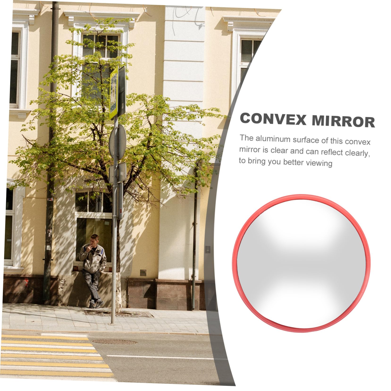 Amosfun Miroir Convexe Rond Pour Sécurité Routière Miroir De Signalisation Avec Large Angle De Vision Pour Courbes Et Angles Morts