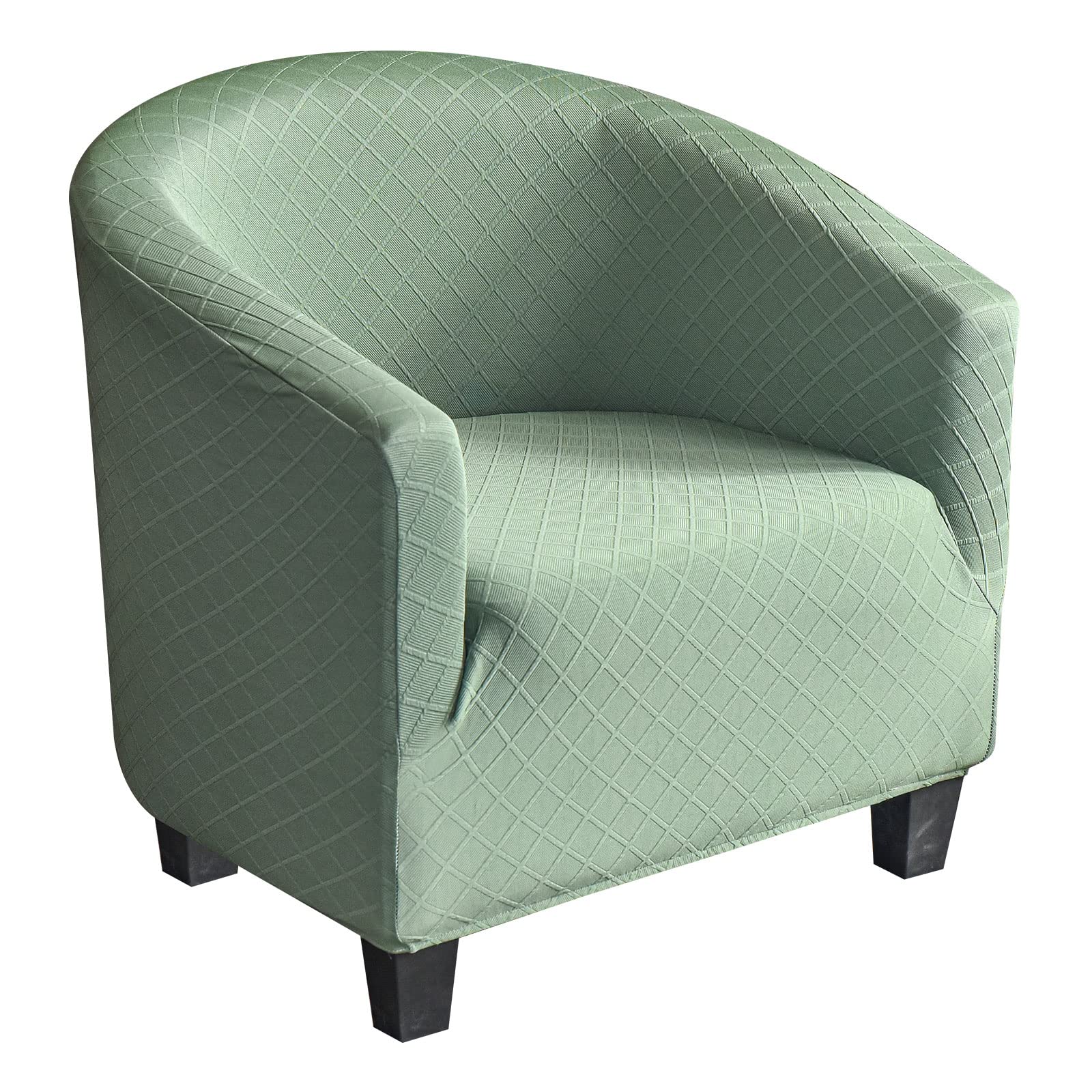 Mingfuxin Solid-Dark Green Tub Chair Cover, Stretch Club Chair Slipcovers Polyester Spandex Jacquard Round Barrel Armchair Sofa Covers Slipcovers Protector For Dining Living Room(, Polyester Spandex)