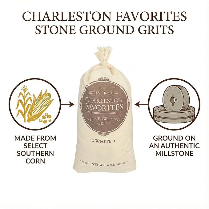 Charleston Favorites Stone Ground Grits - Blanco 2 lb miniatura 5