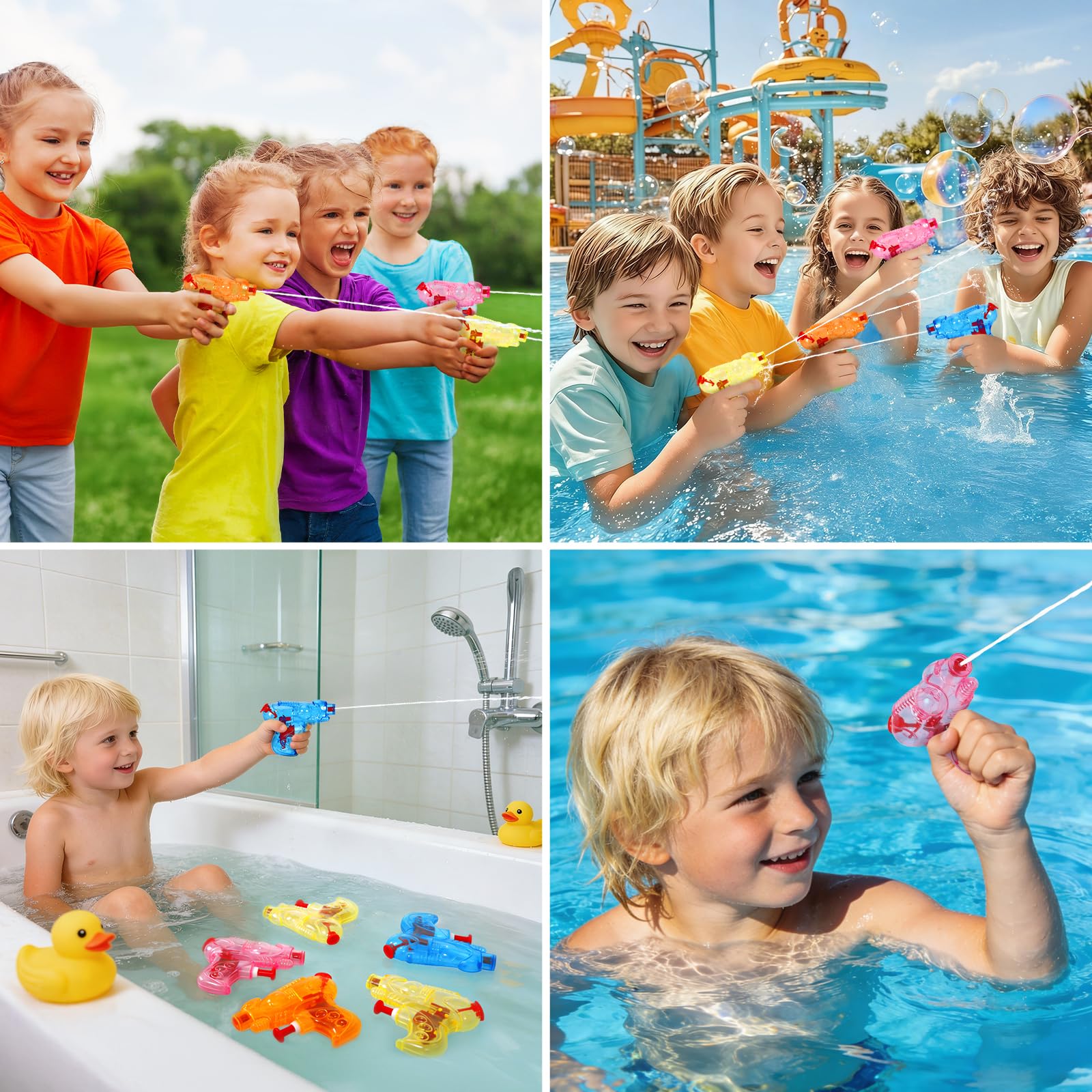 18x Pistolet à Eau Enfant, Lot de 18 Pistolets à Eau en Plastique 8 x 6.5 cm, Jouet Pistolet à Eau, Jeu Plage Piscine, Jouets d'été pour Enfants, Jeu de Piscine de Plage en Plein air