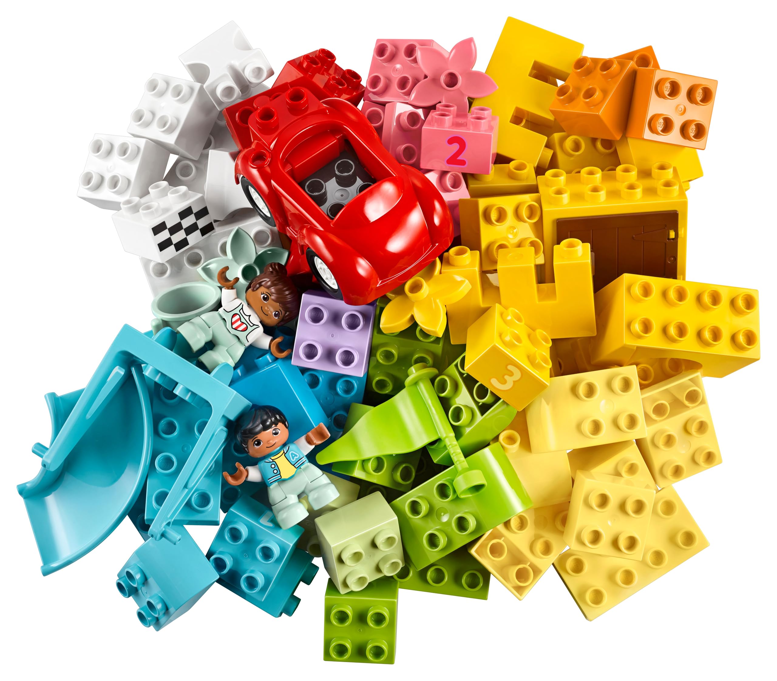 LEGO Duplo La Boîte de Briques Deluxe - Jouet dès 1 an Développant la Motricité Fine - Voiture, Briques avec Chiffres, Figurines d'animaux & Rangement pour Jouets - Cadeau pour Fille ou Garçon 10914