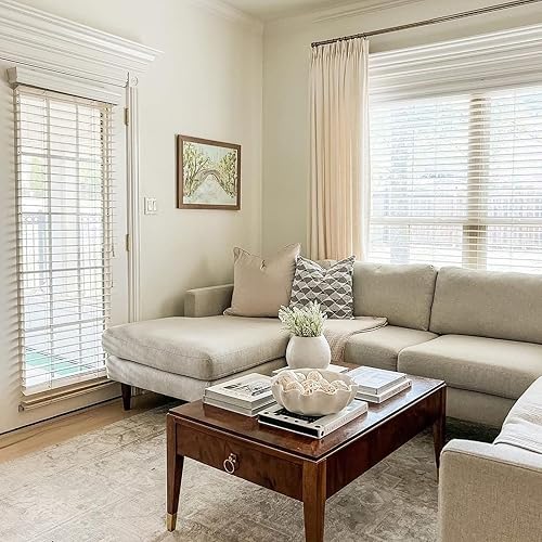 Miniatura 6 de TWOPAGES Cortina plisada de mezcla de lino marfil para comedor, cortina con forro de doble capa para oscurecer la habitación, filtro de luz, cortina