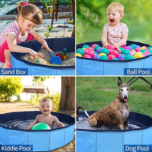 Miniatura 3 de Piscina plegable para perros, piscina de plástico duro para perros y gatos, bañera plegable portátil para perros y gatos (XXL 63 pulgadas)