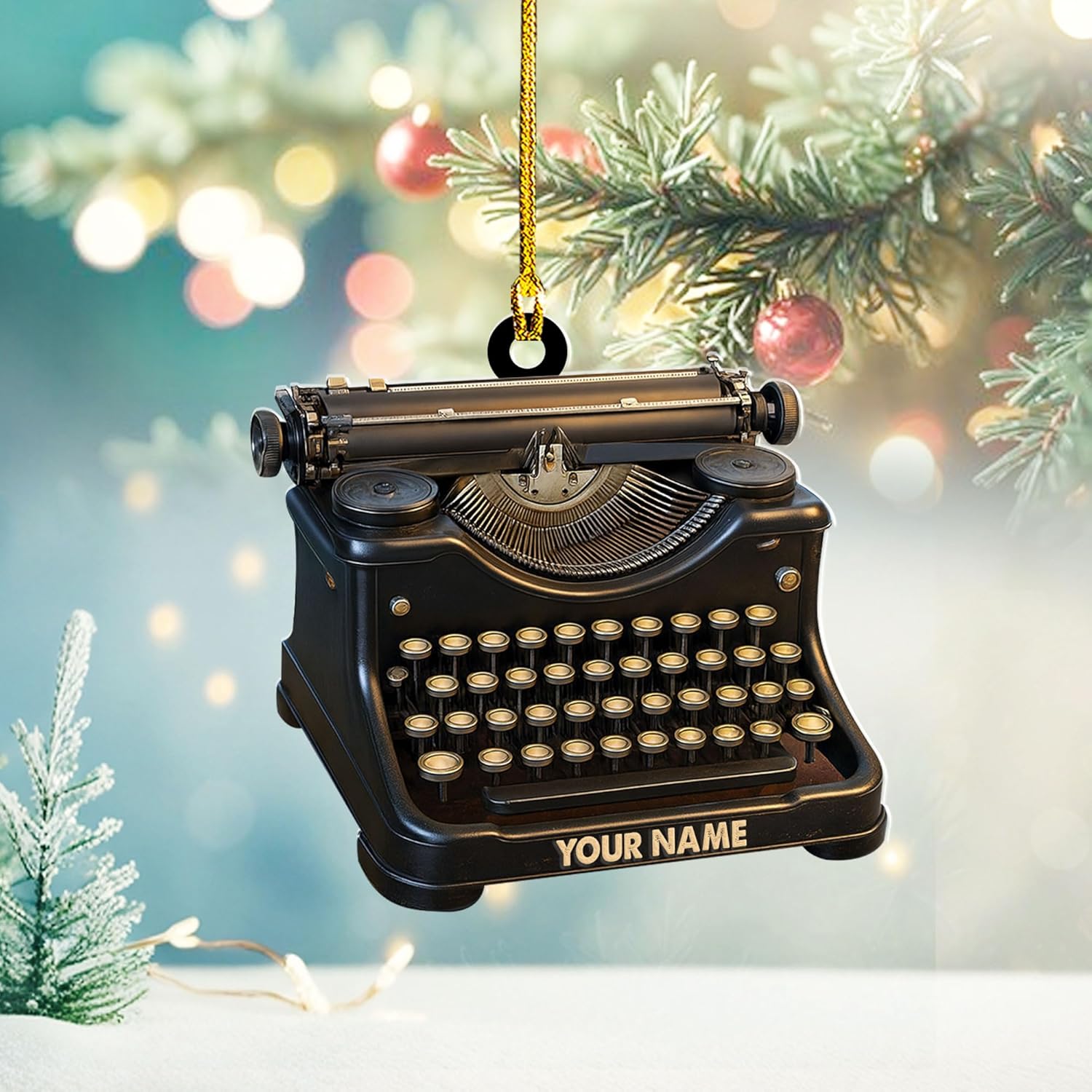 Personalized Typewriter Ornament, Custom Writer Christmas Keepsake, Vintage Office Decoration, Gift for Authors, Journalists, Teachers, Typists,