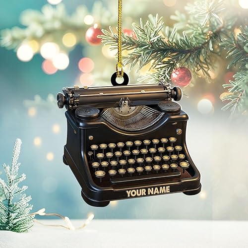 Personalized Typewriter Ornament, Custom Writer Christmas Keepsake, Vintage Office Decoration, Gift for Authors, Journalists, Teachers, Typists,