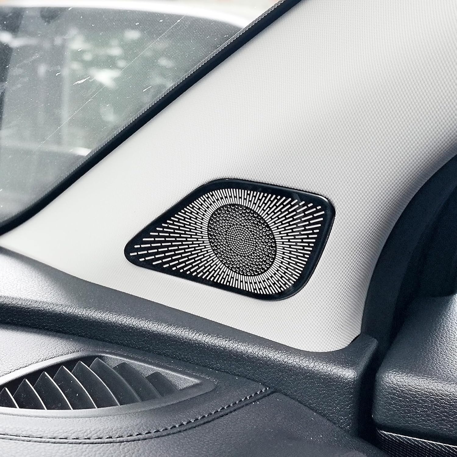 Stainless Steel A-Pillar Speaker Cover Car Interior Chrome Style A-Pillar Speaker Decor Cover Set Compatible with Kia Sportage 2023-2026 Accessories (Black Style)