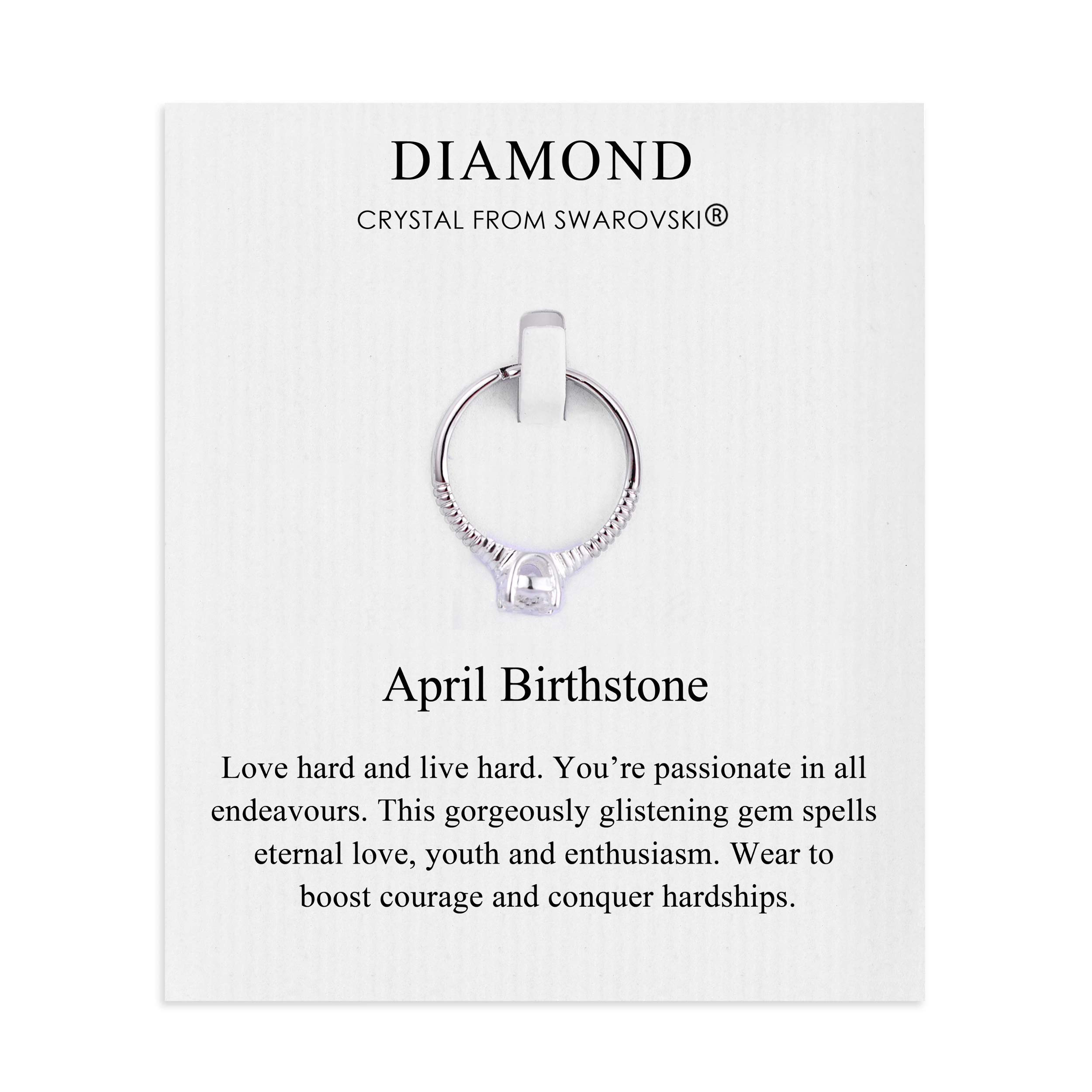 Philip JonesApril (Diamond) Adjustable Birthstone Ring Created with Zircondia® Crystals