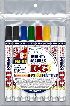 PM-68 DG Paint Markers, Heavy Duty Industrial Paint Markers, Ketone-Based, Xylene Free, Quick Dry, Degrease Resistant, Made in USA, Assorted 8-Pack