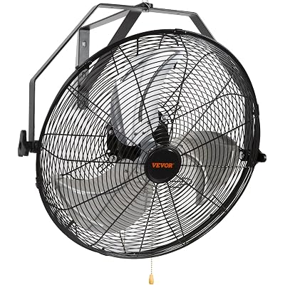 VEVOR Wall Mount Fan 18 Inch IP44 Waterproof, 3 Speed Metal Fan with Triangle Bracket Set, for Commercial, Warehouse, Greenhouse, Workshop, Covered Patio, Factory and Basement