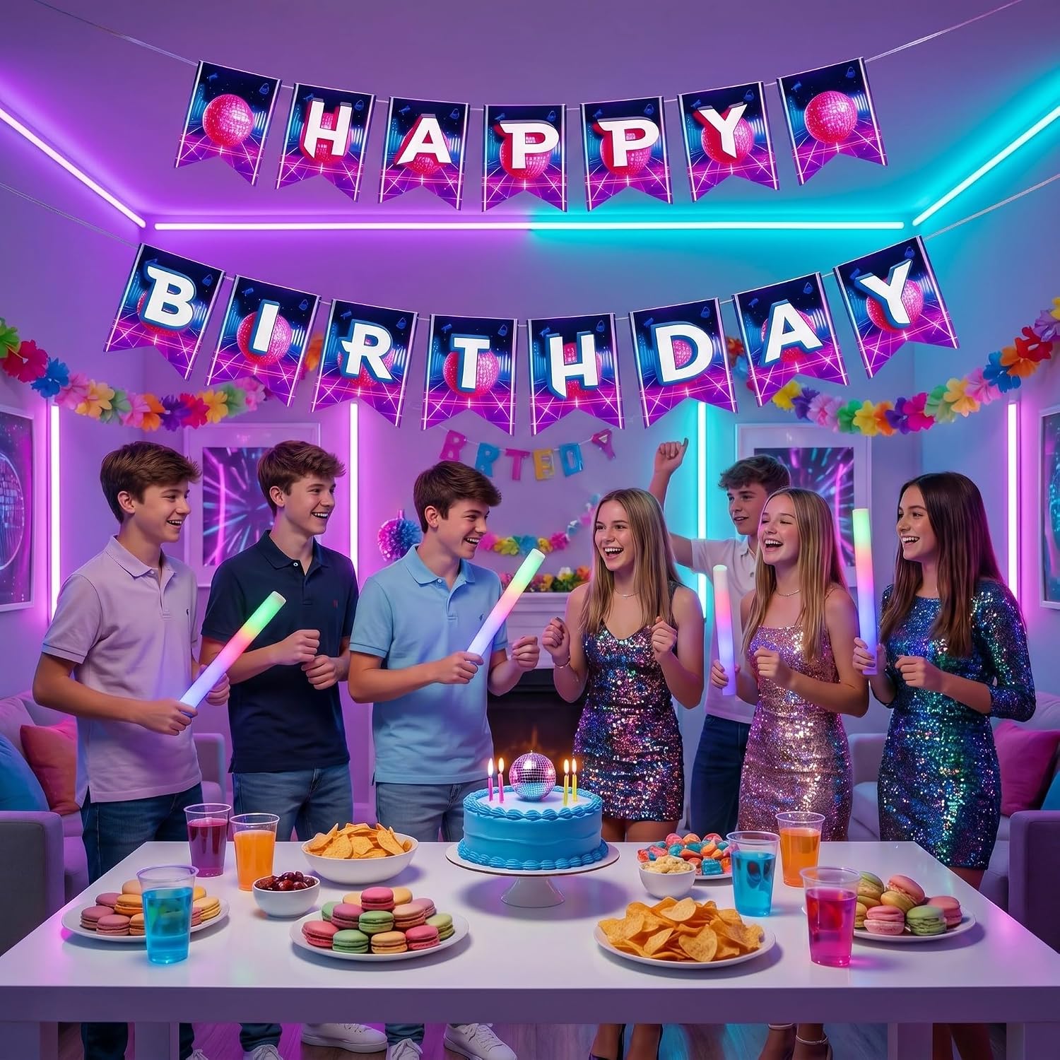 Kpop Birthday Decorations Banner, Magical Music Theme, 15 Pcs Party Decor