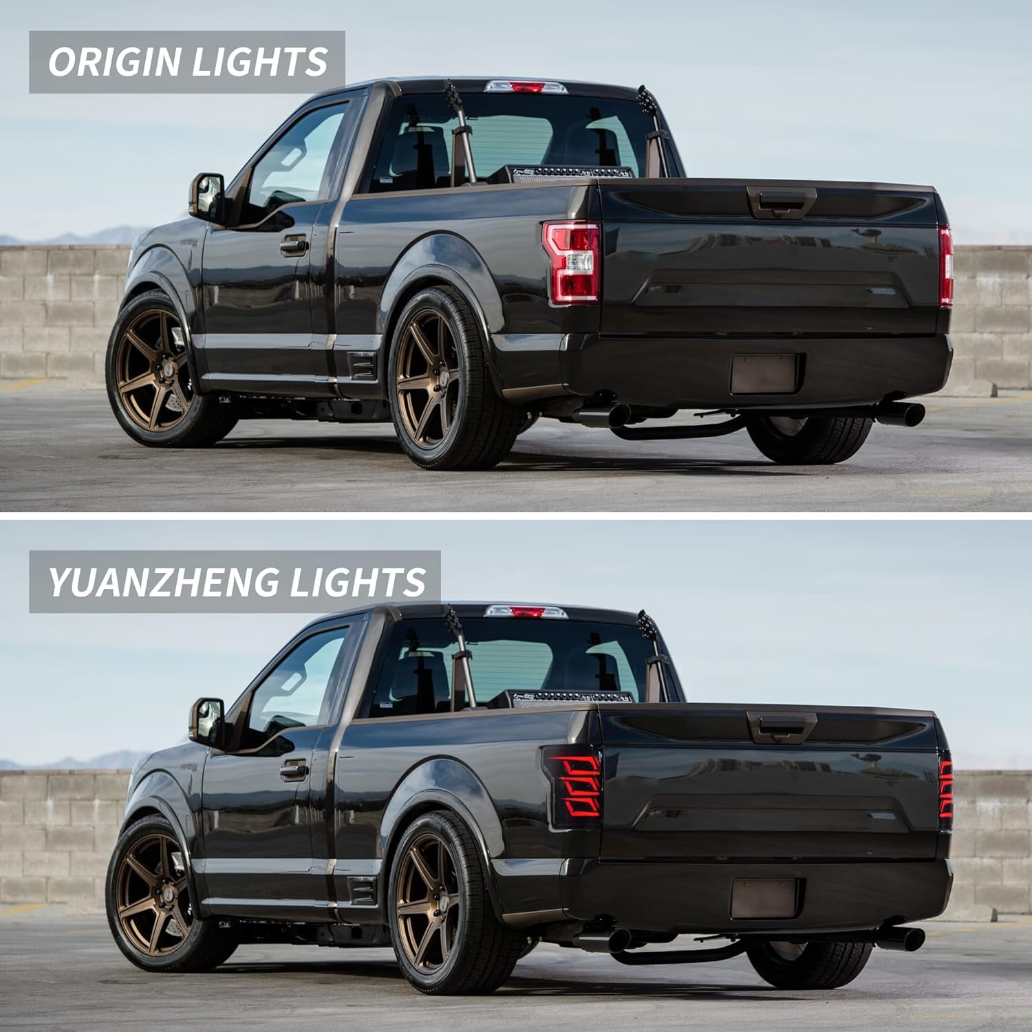 VLAND LED Smoked Tail Lights Compatible For [Ford F150 Pickup 2015-2020] W/Red Turn Signals, Just fit the Factory Halogen lights, (Not Fit a 2019 XLT/Lariat & BLIND Model & Factory LED Lamp)