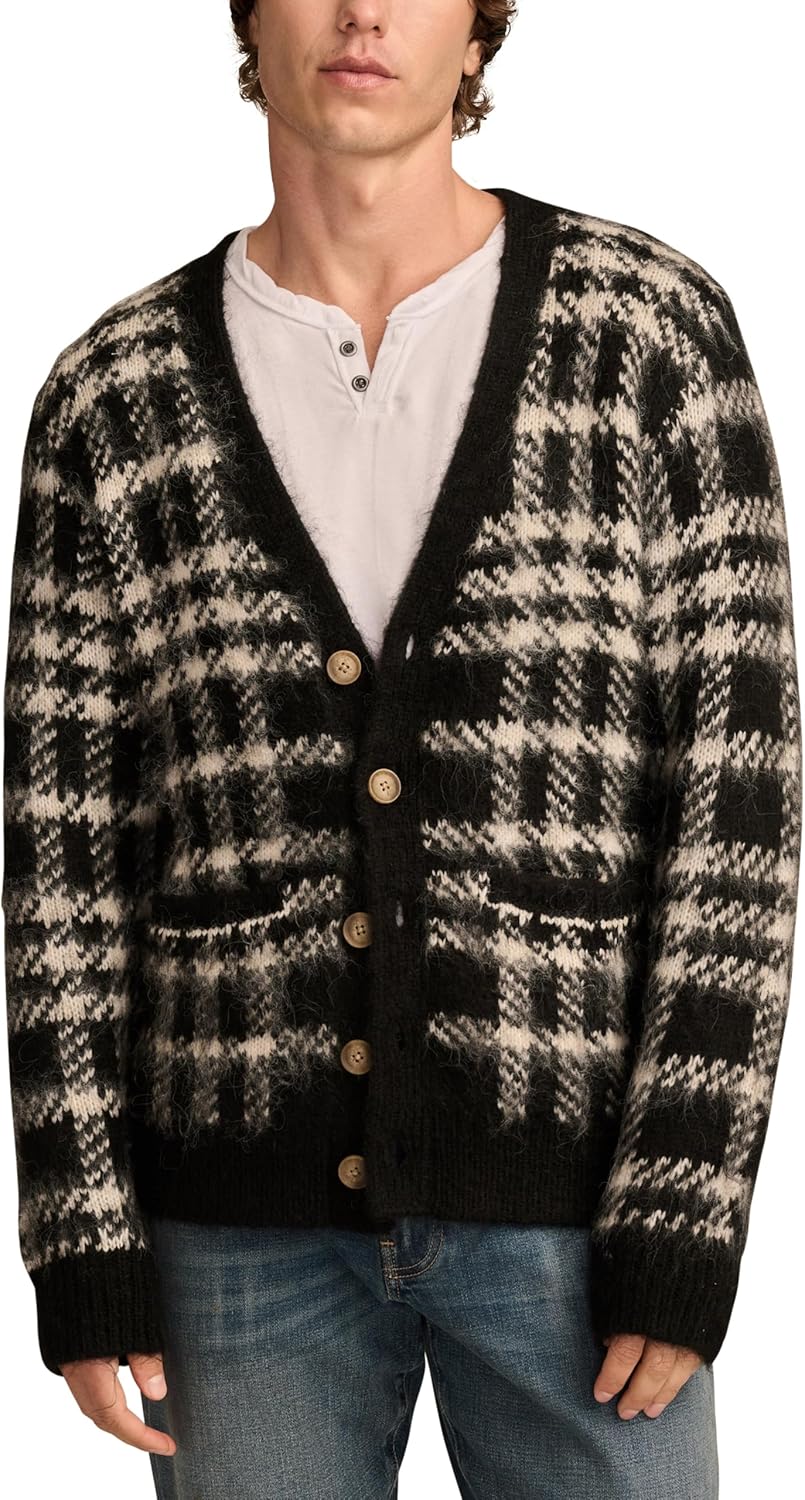 Lucky Brand Men's Jacquard Brushed Cardigan