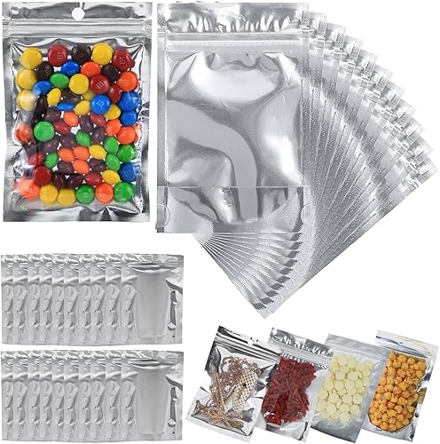 Miniatura 8 de Paquete de 100 bolsas grandes de Mylar resellables para almacenamiento de alimentos, 8.7 x 11.4 pulgadas, bolsas de aluminio resellables a granel, a