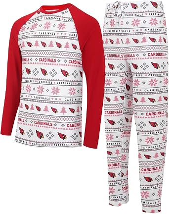 Concepts Sport Mens NFL Tinsel-Raglan Long Sleeve Top & Pants Sleep Set