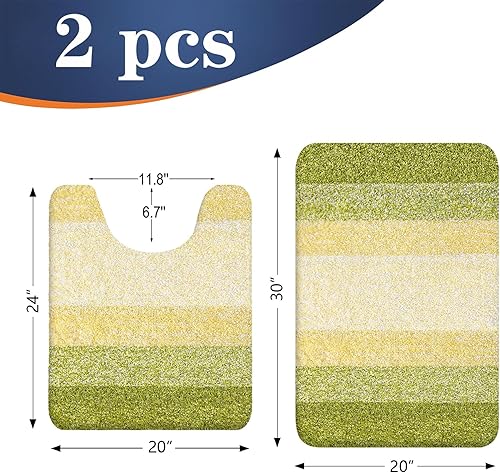 Miniatura 184 de OLANLY Juego de 2 alfombras de baño de 2 piezas, alfombras de baño de microfibra suave y absorbente y alfombra de inodoro con contorno