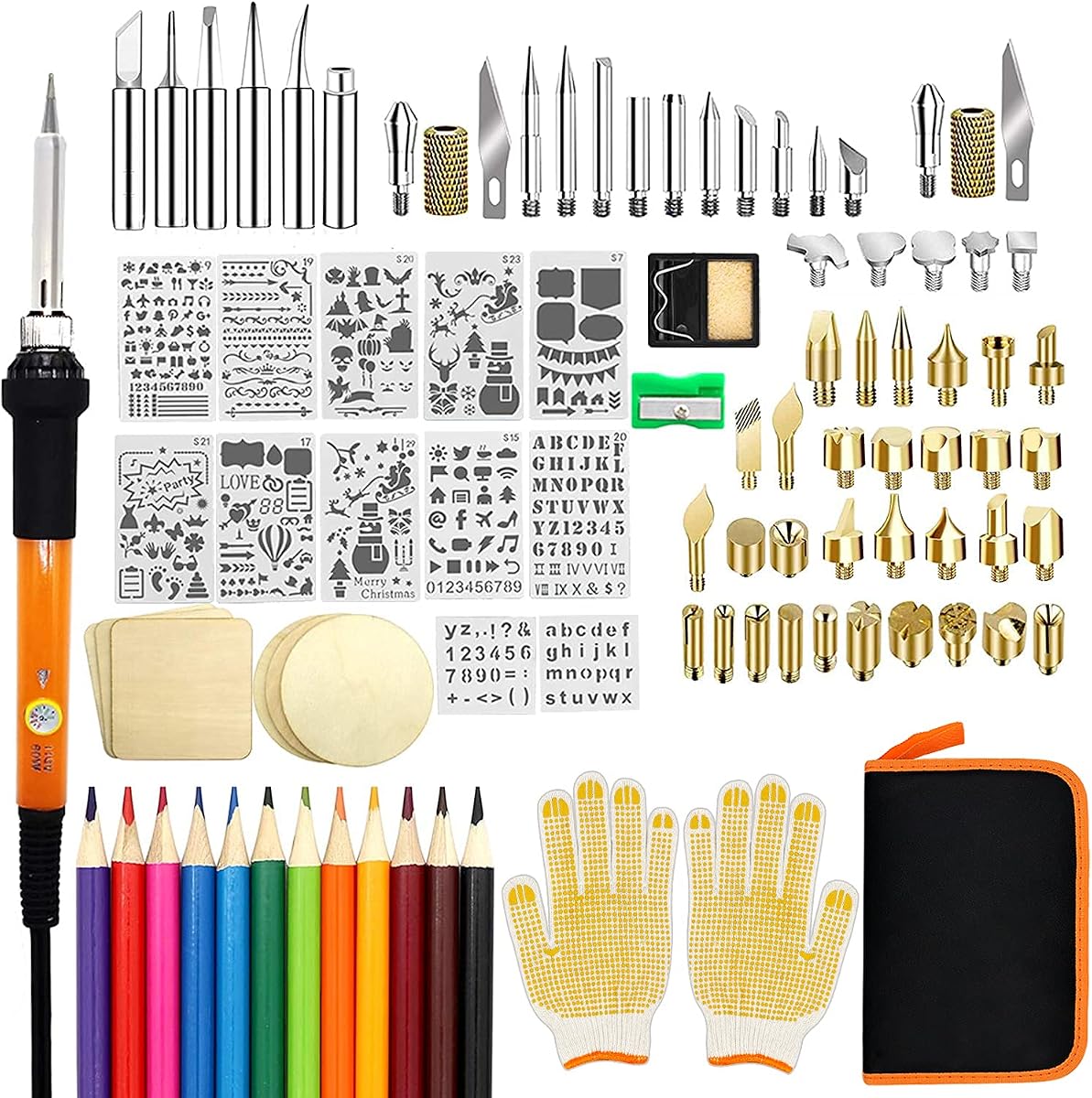 Wood Burning Kit, 110 Pieces Wood Burning Tool with Adjustable Temperature 200-420°C, Professional Wood Burner Pen for Embossing Carving Soldering