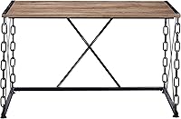 Vista 4 de Acme Jodie - Escritorio rectangular de madera en roble rústico y negro antiguo