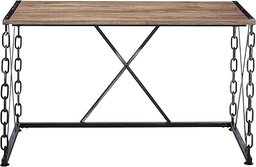 Miniatura 4 de Acme Jodie - Escritorio rectangular de madera en roble rústico y negro antiguo