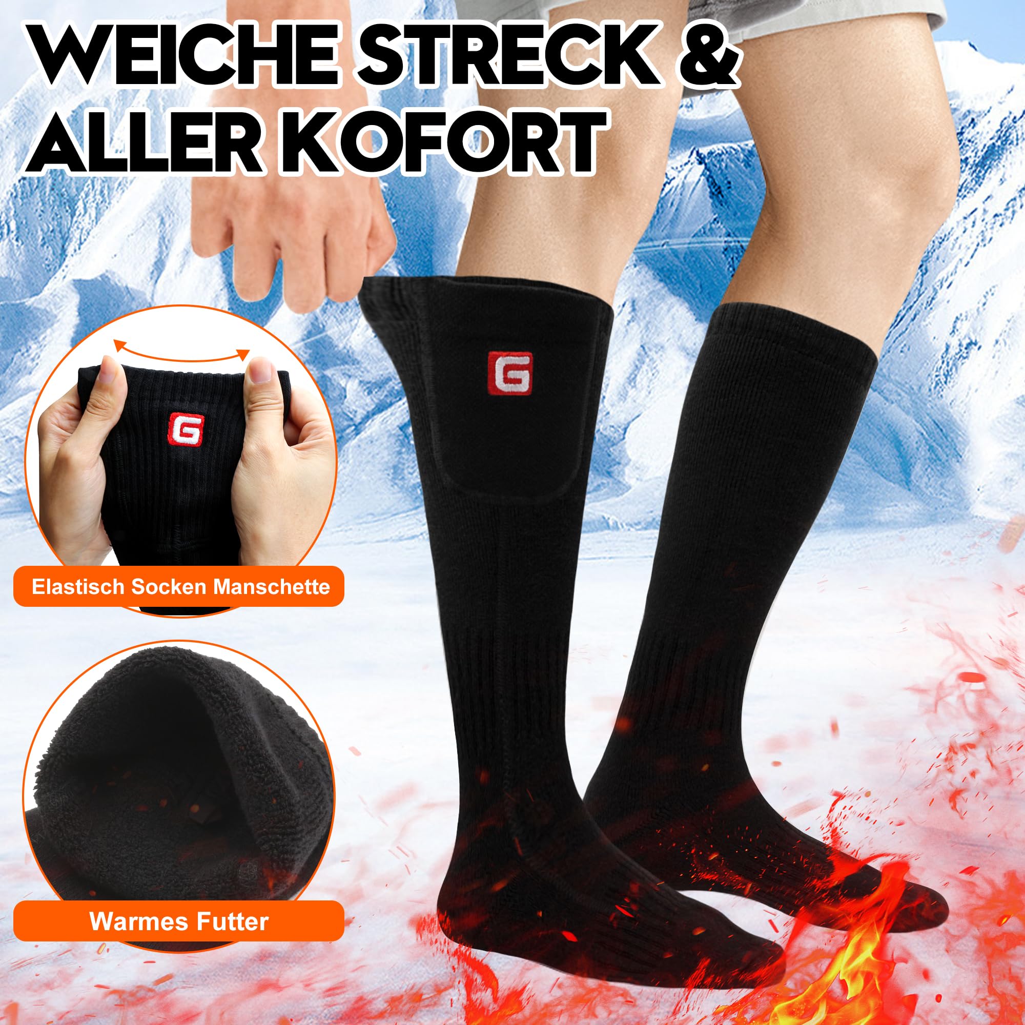Svpro Beheizbare Socken für Damen und Herren – Wiederaufladbare, Waschbare, Elektrisch beheizte Socken mit 10 Std Laufzeit, Thermofußwärmer für Winterjagd, Skifahren, Wandern, Camping, Radfahren