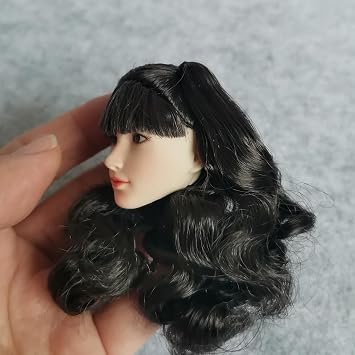 1/6 Scale Female Head Sculpt Pale Skin Long Hair Girl Head Carved for 12inch Action Figure Body Doll (A)