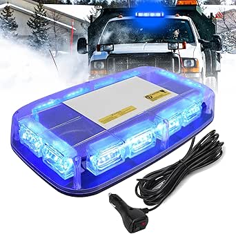 OPL5 Blue Rooftop Strobe Lights with Magnetic Base, 16 Flashing Modes Beacon Light Warning Caution Lights,Blue Flashing Light for Firefighter Construction Snow Plow Cars(1Pc Blue)