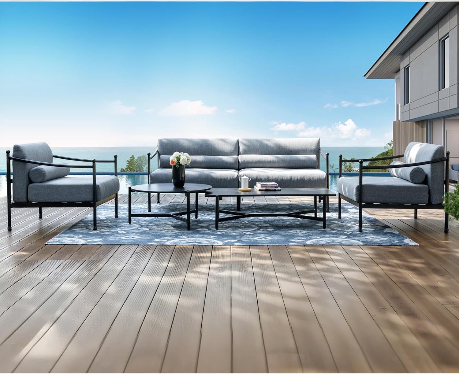 Amazon.com: SUNSHINE VALLEY Patio Conversation Set,5 Pcs Metal Outdoor ...