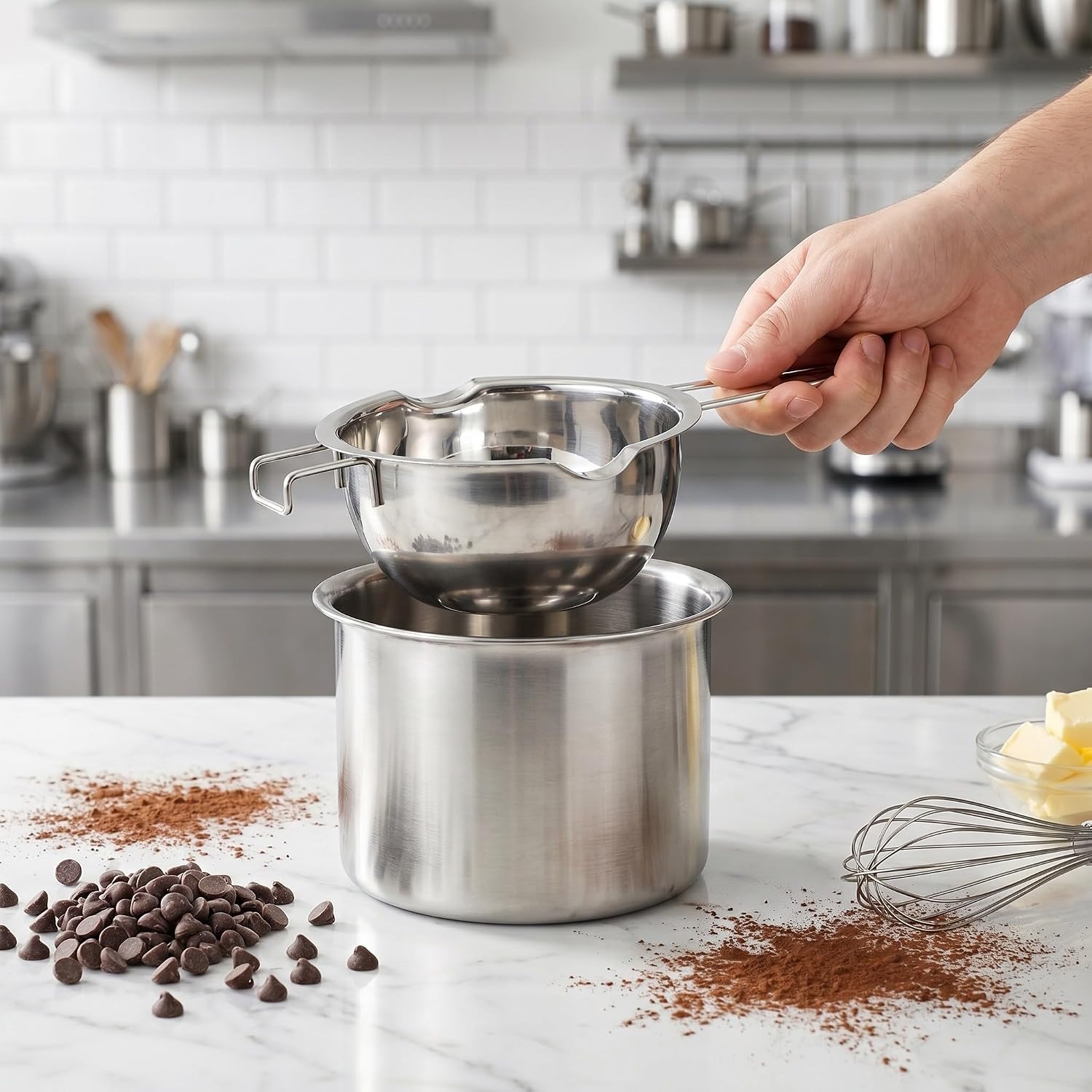 Double Boiler Pot 600ml Stainless Steel for Wax Candy Melting
