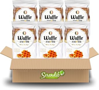 Waffle Amour SUGAR WAFFLES | 5 Waffles with sugar pieces in one pack | Belgium Breakfast Treat | Crispy, Sweet, and Enjoyable | 6 Packets