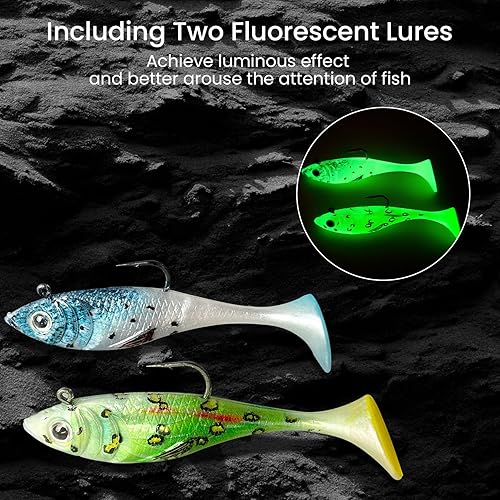 Miniatura 2 de Pristis Jig Head Fishing Lures for Freshwater Saltwater, Weedless Swim Jig Teasers with Sharp Hooks & Exquisite Coating, Pre-Rigged Vibrating 6