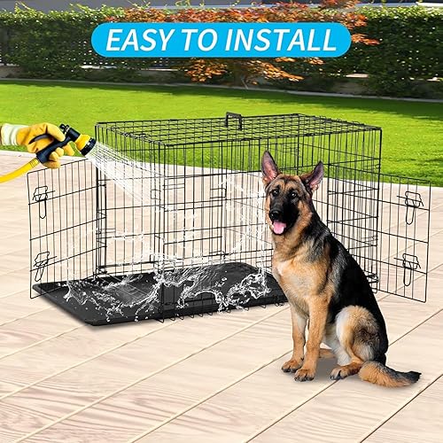 Miniatura 35 de Jaula para perros extra grande de 48 pulgadas, diseño de doble puerta a prueba de fugas con panel divisor, plegable con bandeja extraíble, uso