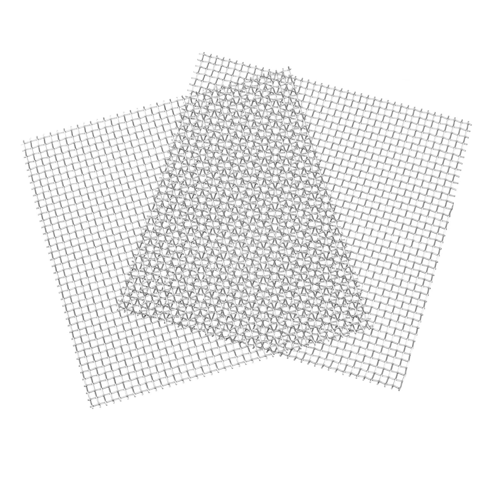 DFDPAXL 2 Pieces Wire Mesh Sheet, 4 Mesh Stainless Steel Woven Wire Screen Mesh Suitable for Windows, Door and Filter,15x15cm
