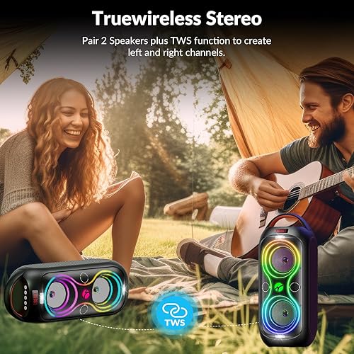 Miniatura 4 de Altavoces Bluetooth inalámbricos sonido fuerte de 120 dB, 8 luces LED dinámicas, 5 modos RGB, Bluetooth 5.3, entrada TWSUSBTFAUXFMMic, mango