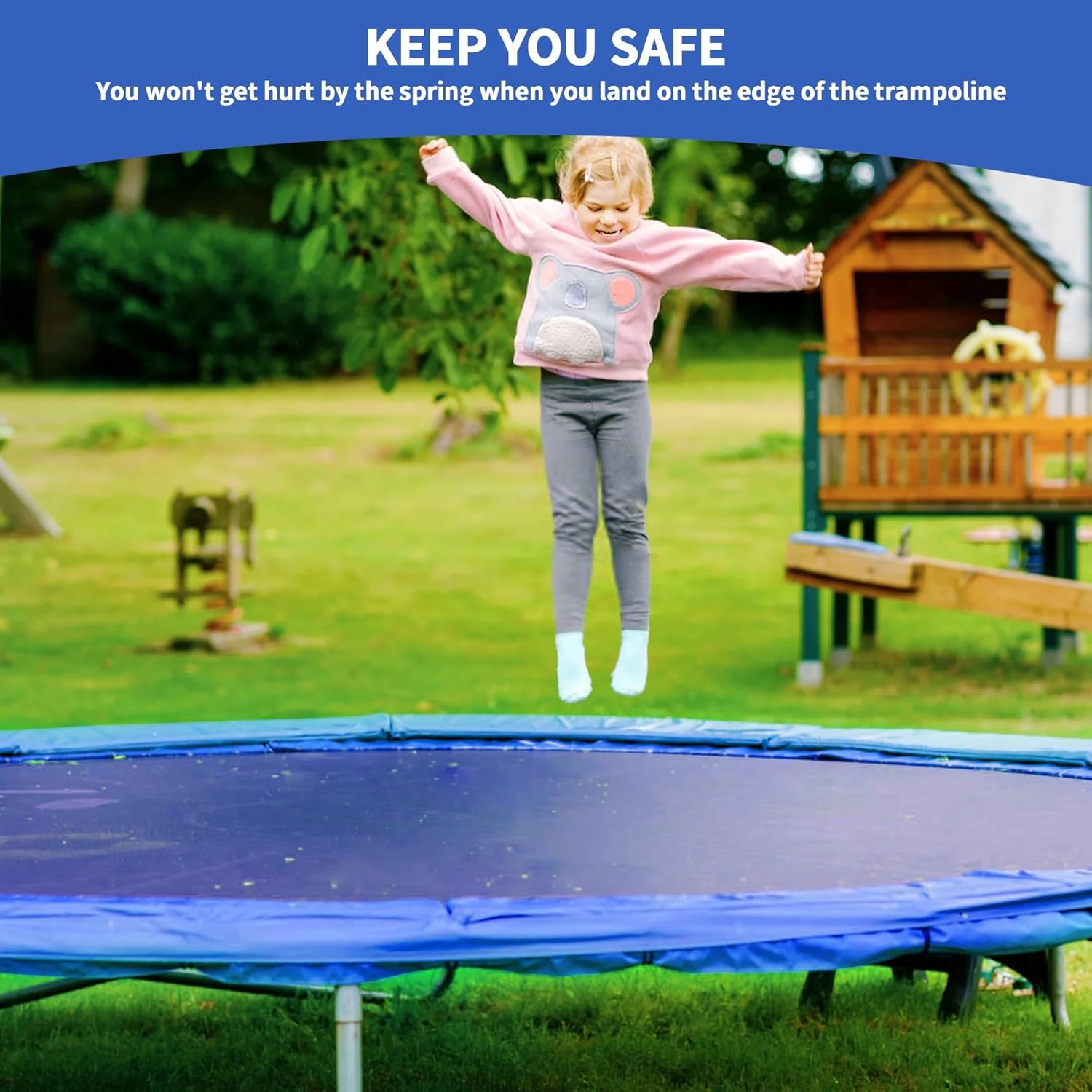 14FT Universal Trampoline Pads, Round Replacement Trampoline, Weatherproof Spring Cover, Safety Pad Trampoline, PVC & PE Foam Protection