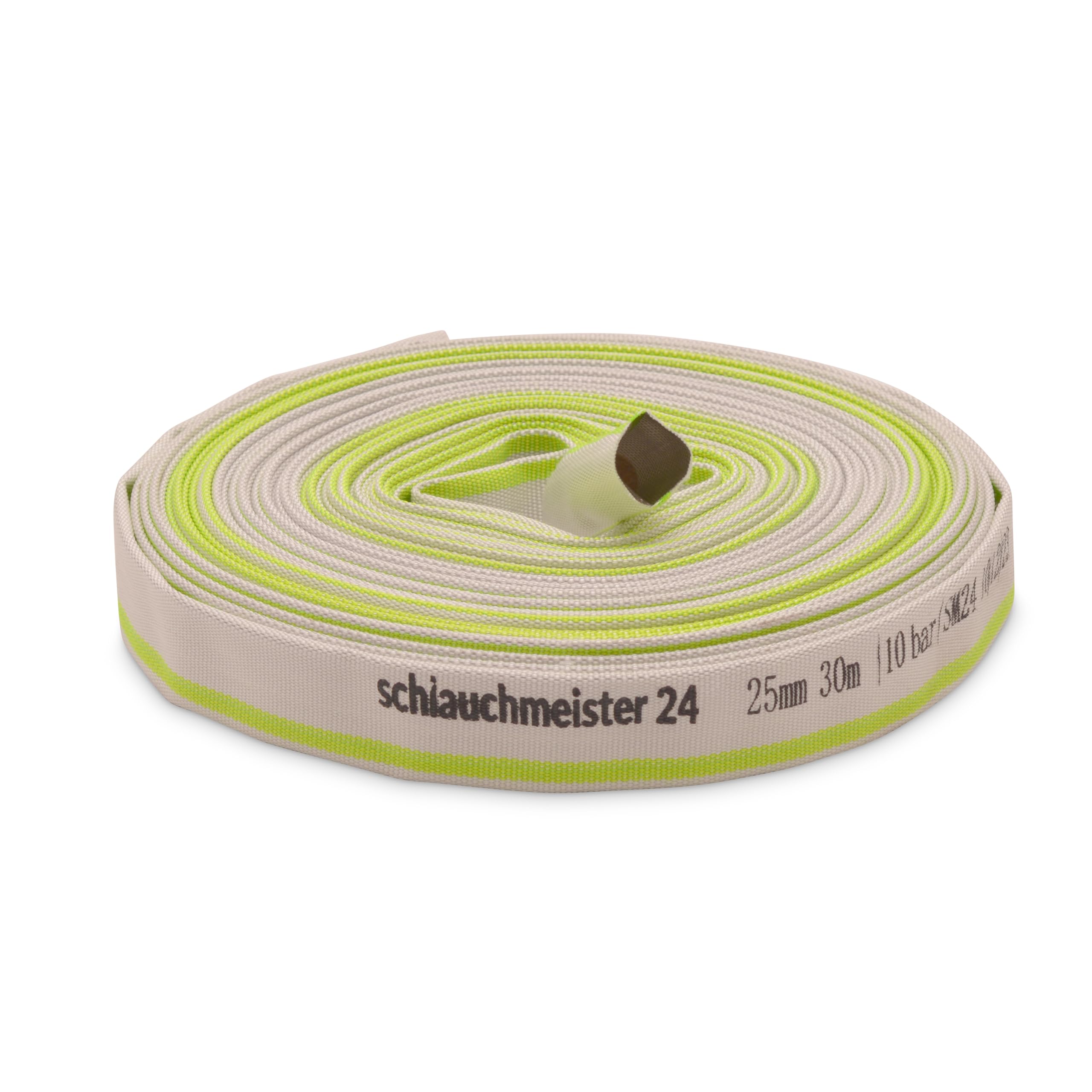 Schlauchmeister 24 ... Wir Leiten's Durch ... White / Green Diameter 1 Inch - 25 Mm, 30 M Industrial Hose, Construction Hose, Flat Hose