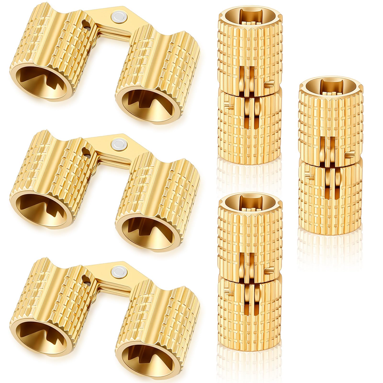 6 sztuk mosiężnych zawiasów beczkowych, 8 mm, mini zawiasy 180 stopni, kąt otwarcia 180 stopni, małe mosiądz, ukryte zawiasy meblowe do samodzielnego wykonania szkatułki na biżuterię, drewniane