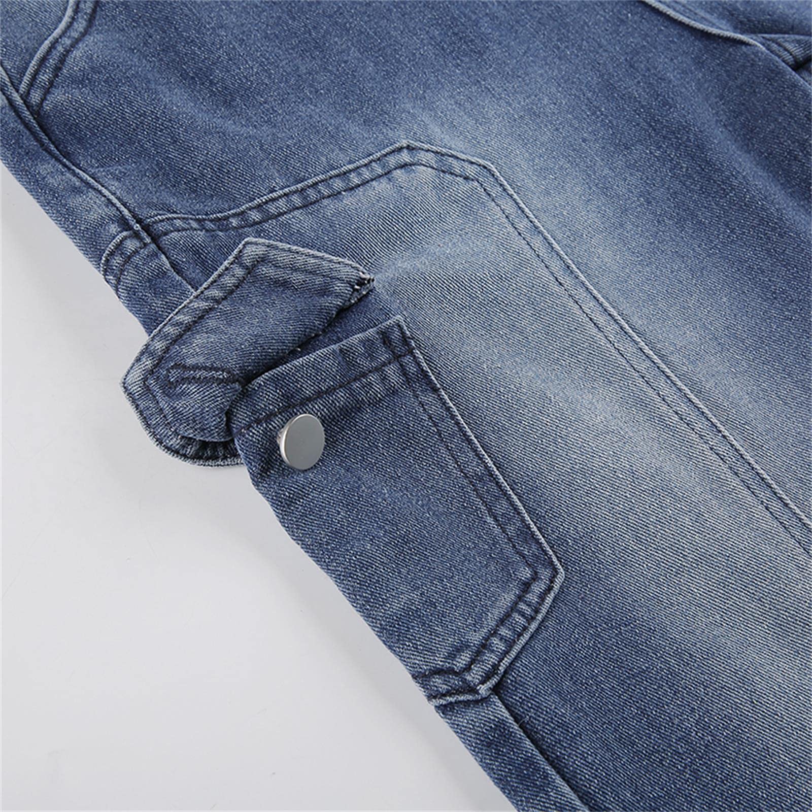 UKKO Jeans da Donna Donne in Vita Jeans A Vita Alta Tasche di Modo Patchwork Pantaloni da Carico Baggy