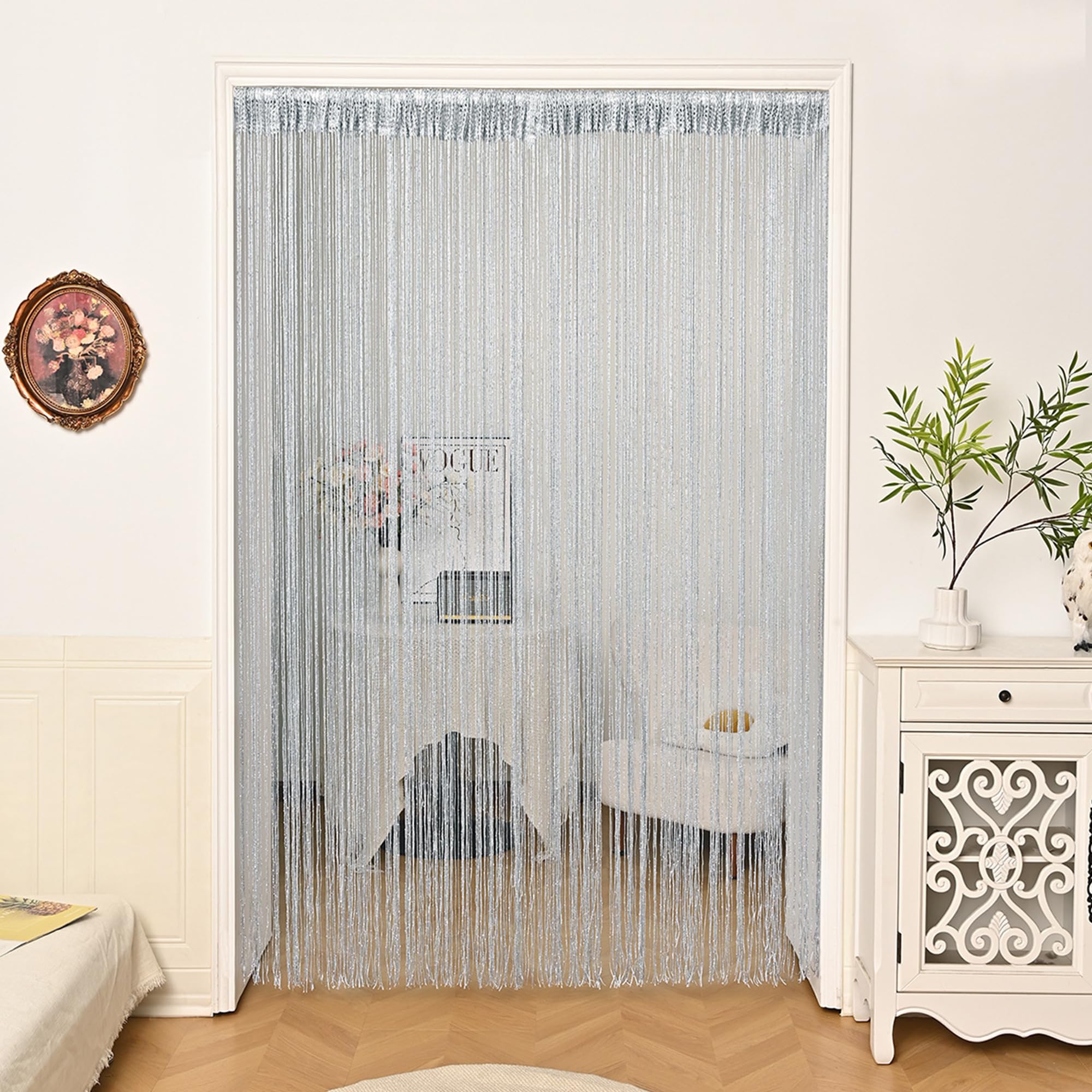 Vagasi 2 Pack Beaded Curtains String 100x200 cm Beaded Curtains for Doorways Tassel Glitter String Curtains Room Dividers Curtain Hippie Room Décor for Living Room, Bedroom, Closet, Party