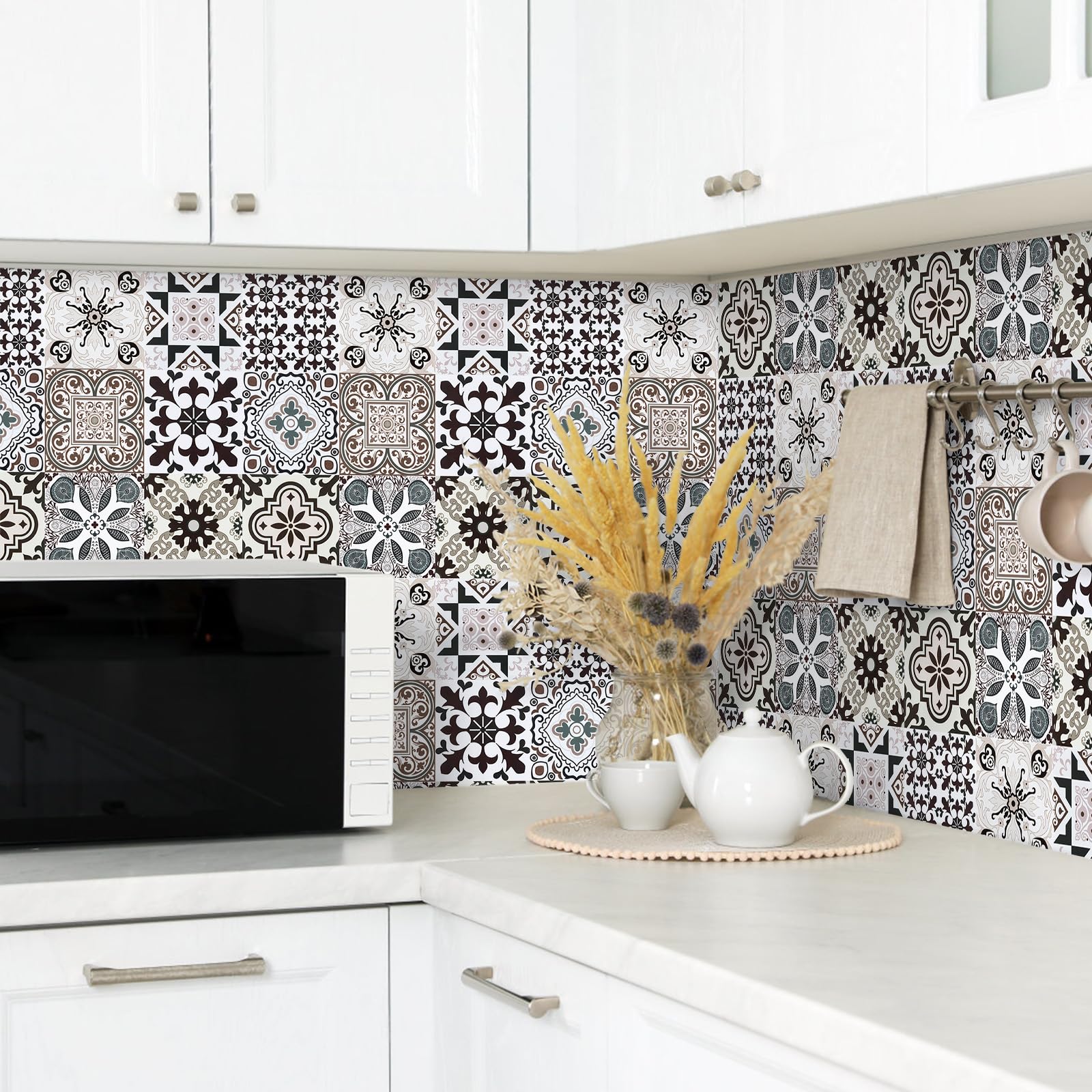 Honcet Tile Stickers for Kitchen Stick on Tiles Bathroom Peel and Stick, Vintage, 50pcs - Image 3