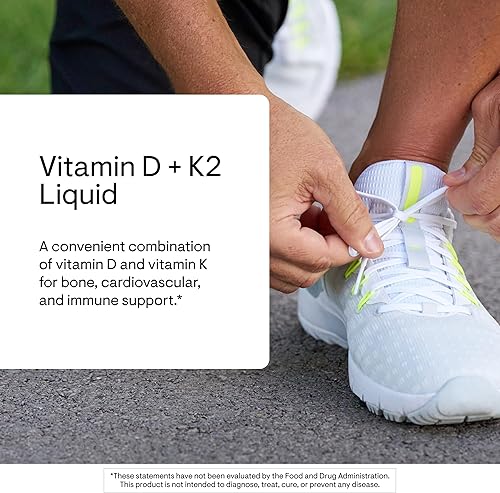 Miniatura 3 de THORNE - Vitamina D + K2 Líquida con un Dosificador Medido - Vitaminas D3 & K2 para Apoyar Huesos y Músculos Saludables* - 1 Fl Oz (30 ml) - 600