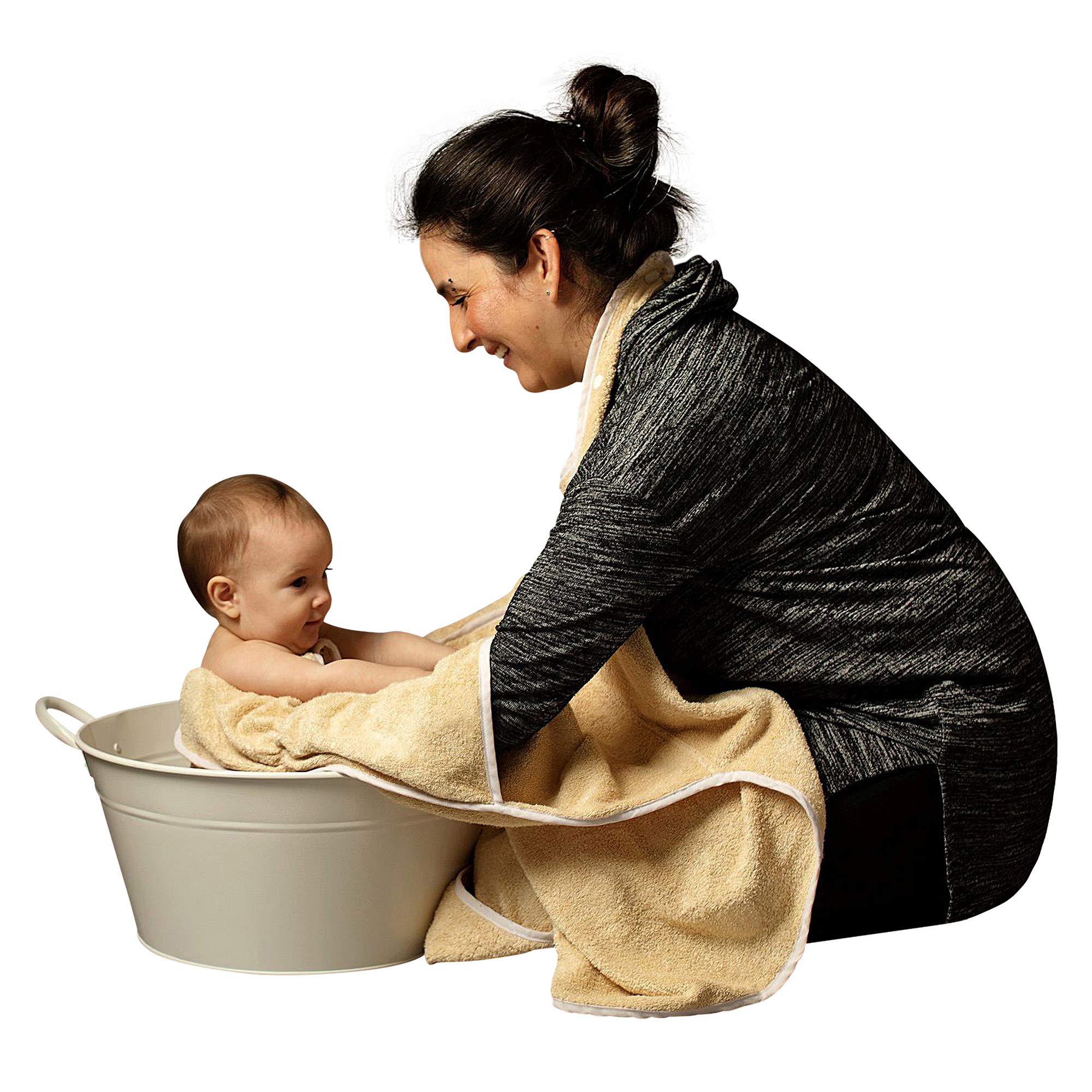 My Little BundleHooded, Bamboo Baby Bath Towel with Unique Gloved Design - Luxuriously Thick 540 GSM (Beige)