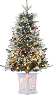GAOMON 3FT Prelit Christmas Tree, Artificial Xmas Tree with Lighting Base