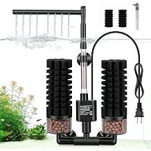 hygger Electric Aquarium Sponge Filter, 5W Quiet Fish Tank Filter Pump with 2 Spare Sponge & Bio Media Balls, Adjustable Outlet Venturi & Rain ModeL for 29-55 Gal Fish Tank